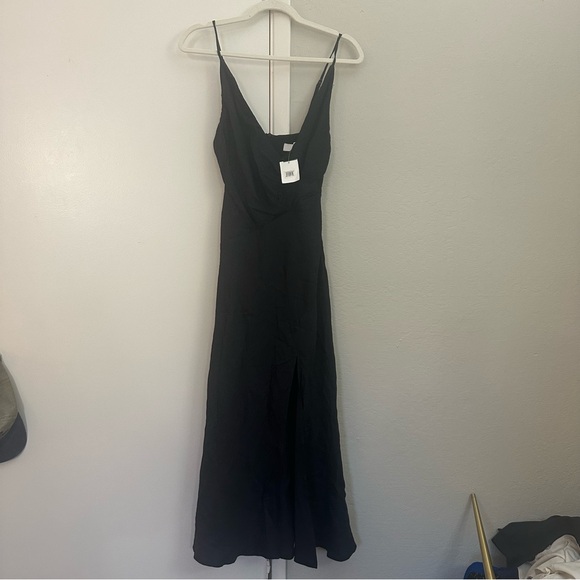 NWT Astr the Label Size S Bastille Faux Wrap Midi Dress Black Python Slit - Picture 6 of 13
